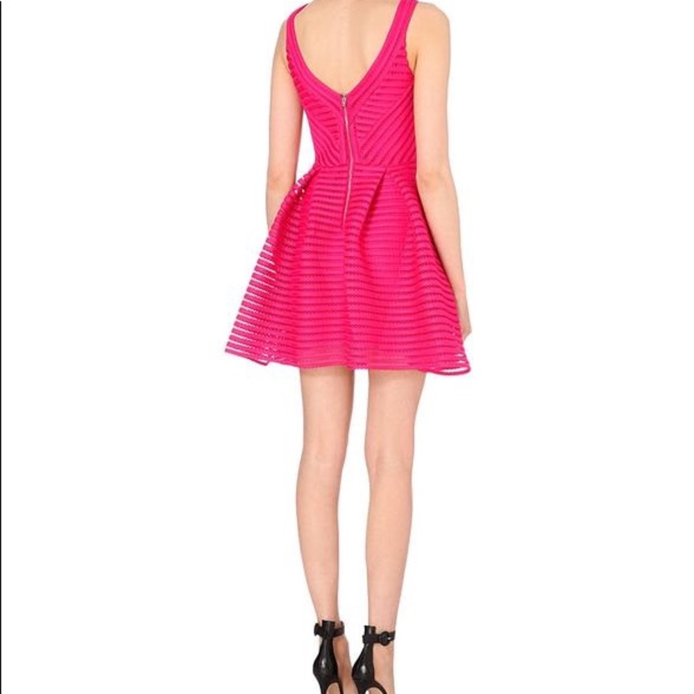 Maje, Structured Rayure Fuchsia Puffball Cocktail… - image 3